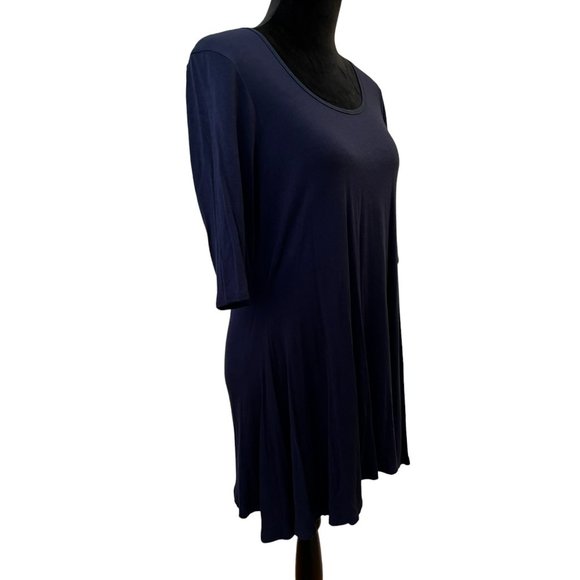 24seven Swing Tunic Top Round Neck Elbow Sleeve Navy XL - Picture 3 of 4
